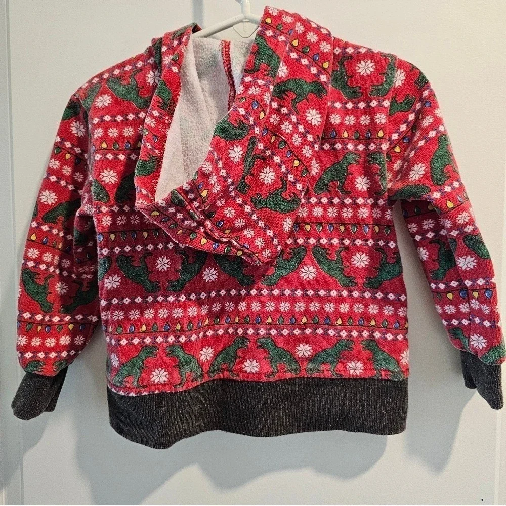 Kid's‎ sz2T Dinosaur Christmas Lights Snowflake Hoodie Pants Set Holiday